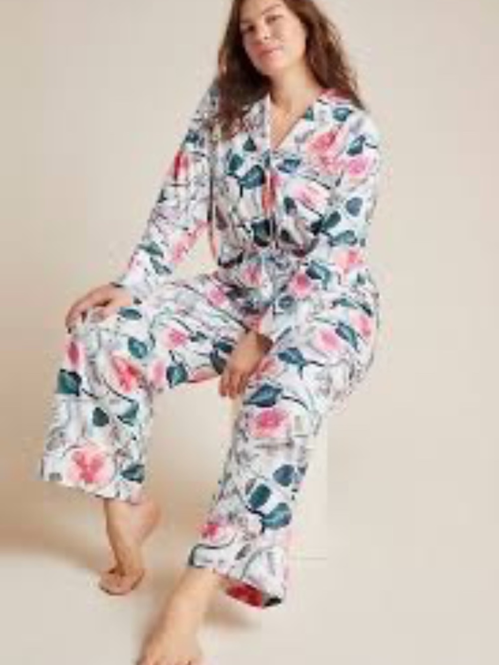 Anthropologie Malin Gyllensvaan Magnolia Flannel Sleep Pajamas XL